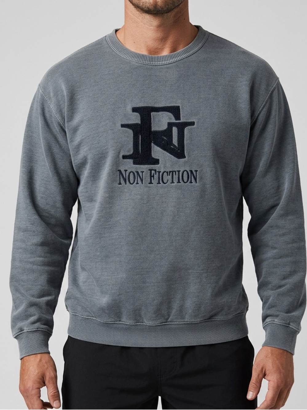 Men's Grey Logo Crewneck Sweatshirt Vintage Cotton